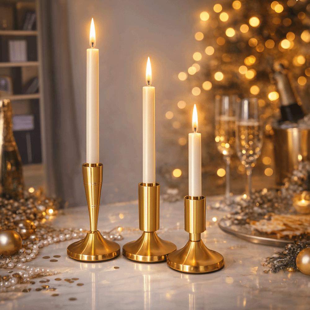 2PCS Vintage Style Candlestick Holders Metal Construction Durable Candle Stick Holders Decorative Short Candle Holders