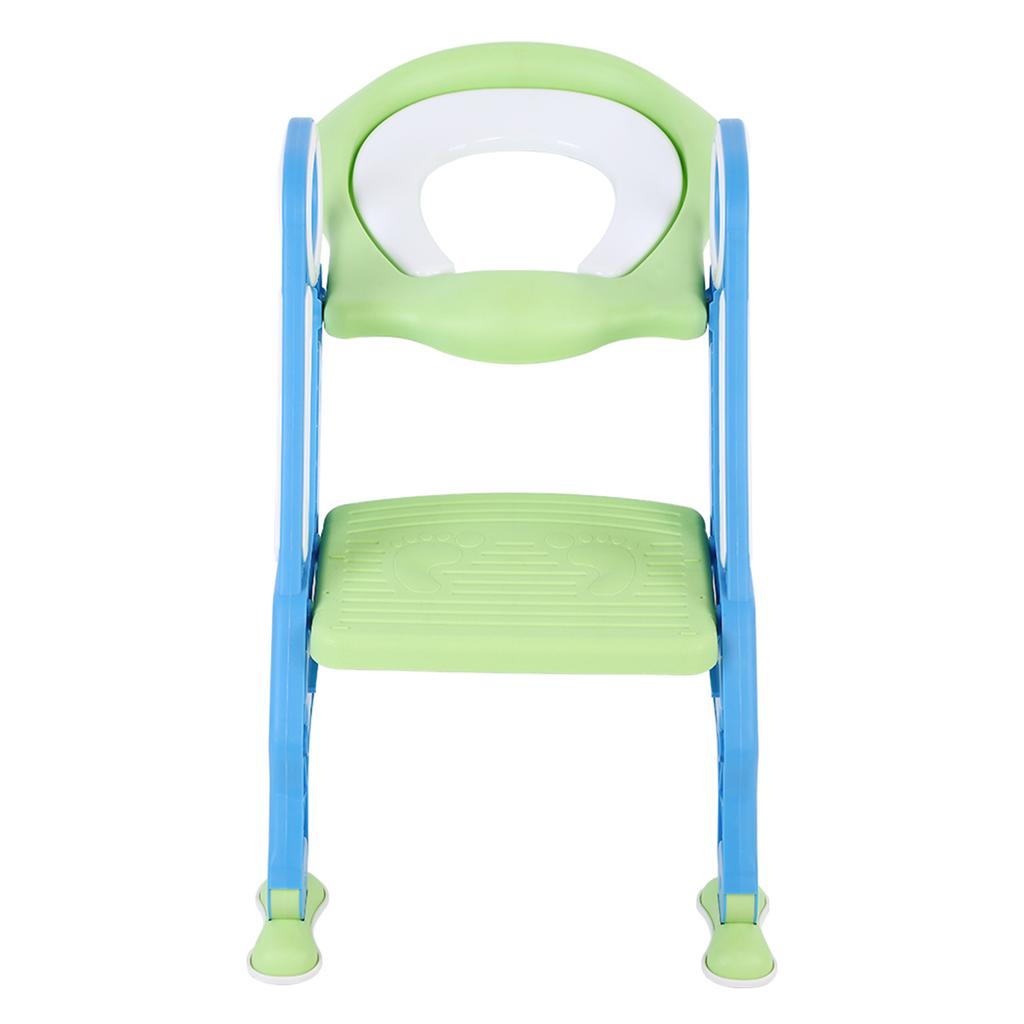 Baby Toddler Hard Toilet Chair Ladder Adjustable Safety Potty Training Seat (Blue   Green)