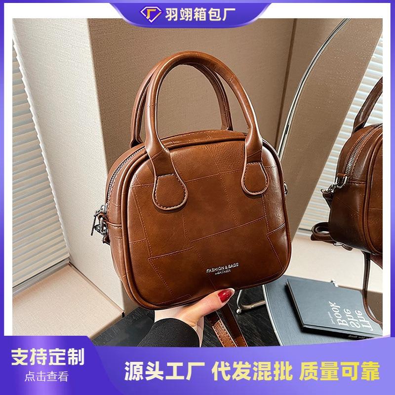 Herbst und Winter neue Retro kleine quadratische Tasche einfarbig einfache Handtasche einfache vielseitige Schultertasche Umhängetasche