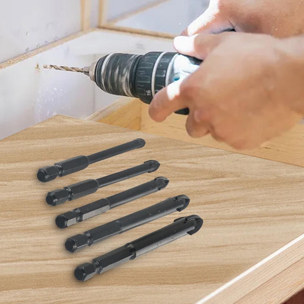 5Pcs Carbide Tile Porcelain Drill Bits Set Ceramic Glass Wood Hole Opener