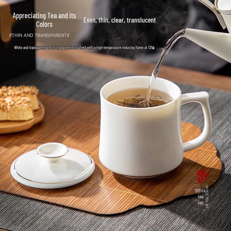 YIHUTEA Mutton-Fat Jade Porcelain Lidded Teacup