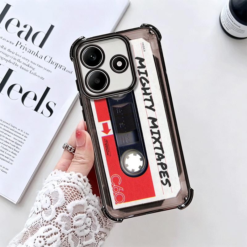 Vintage 90S Cassette Tape Pattern Soft Phone Case For Xiaomi Redmi Note 14 15 Pro Plus 13 12 11S 11T 5G 10 9S 9 Plating Anti-Fal