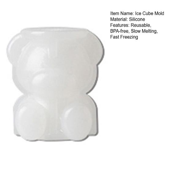 Ice Cube Mold Bear Shape Silicone Ice Tray for Coffee Milk Tea Juice Cocktails BPA-Free Food Grade Soft Cute Ice Cube