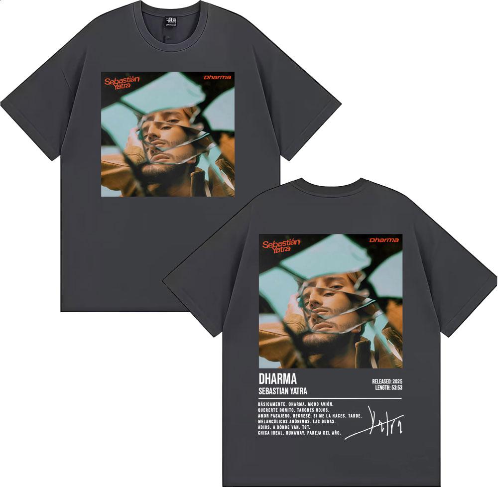 Sebastian Yatra Dharma 2025 Tour Merch T-shirts Men Women Vintage Hip Hop High Street T-shirt Casual O-Neck High Quality T Shirt