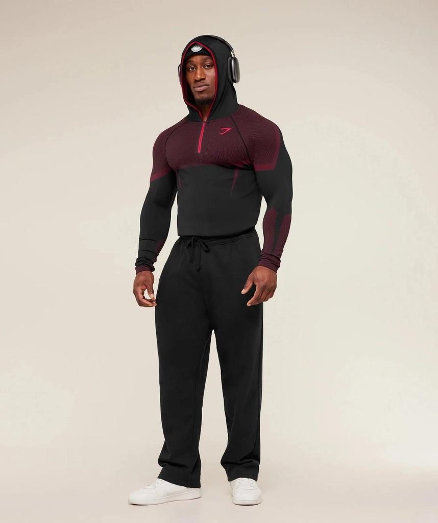 GYMSHARK Men's Onyx High Stretch Long Sleeve Hooded Fitness T-shirt