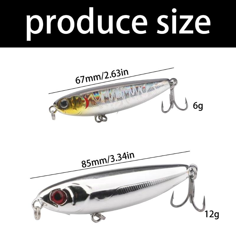 Hard Baits Topwater Pencil Popper Fishing Lures with Treble Hook Saltwater Walk The Dog Artificial Baits