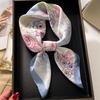 New Muslim Hijab Luxury Brand Women Silk Scarf Hair Scarves 70cm Square Floral Print Headscarf Summer Shawl Headband