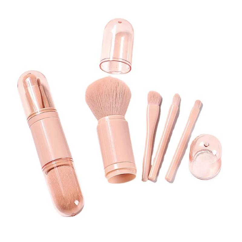 4 In 1 Telescopic Makeup Brush Portable Travel Makeup Brushes Set Eyeshadow Loose Powder Mini Makeup Brush Beauty Tools