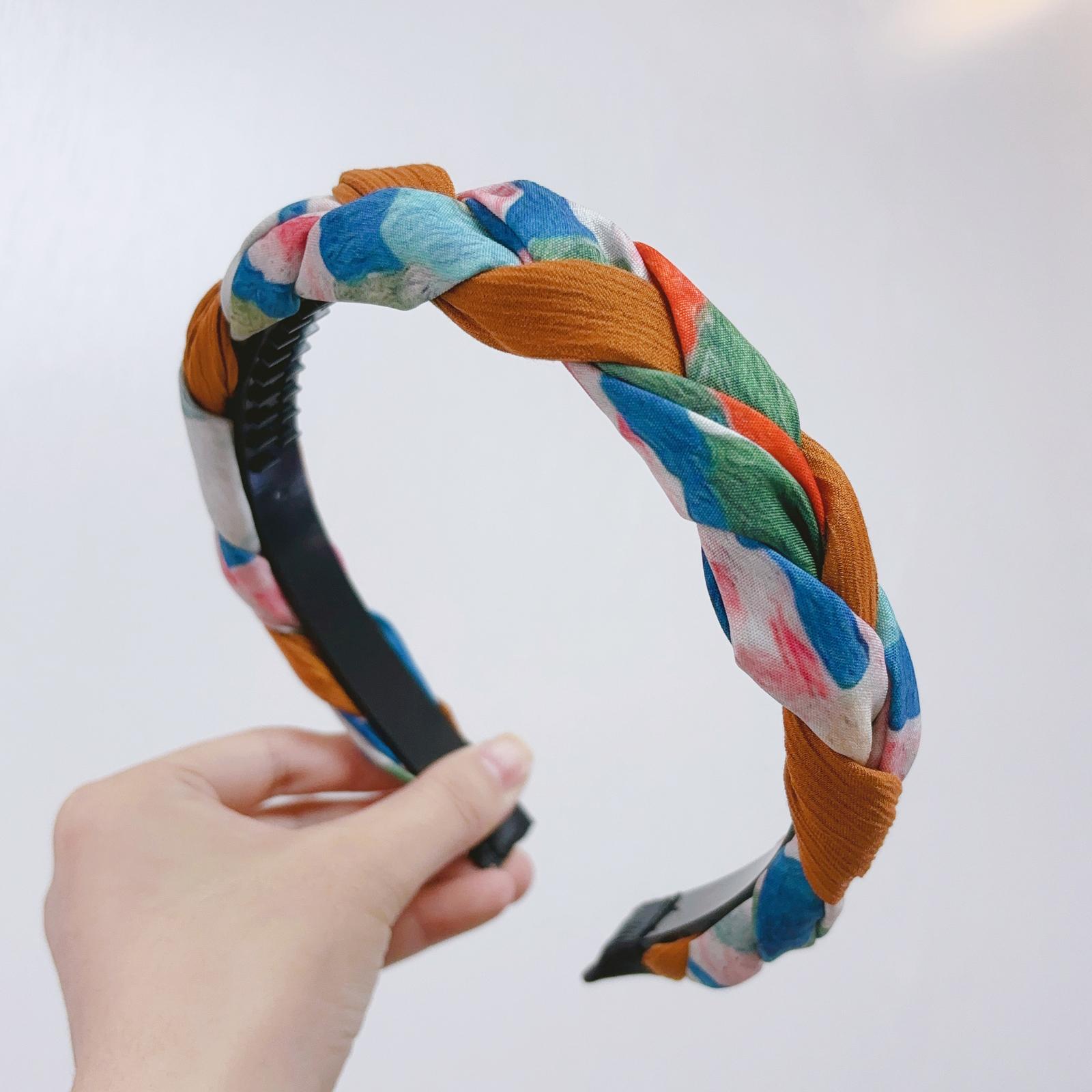 

PROLY Новая Модная Повязка На Голову Для Женщин Ручной Работы Плетеная Повязка Для Волос Осенний Стиль Живописи Маслом Винтажный Головной Убор Узкая Боковая Повязка Для Волос