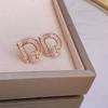 Star light point D letter diamond earrings niche design sense unique exquisite light luxury temperament versatile stud earrings