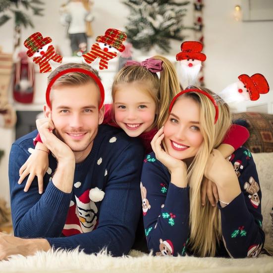 Christmas Hairband for Adults Kids Festive Hair Accessory Santa Claus Snowman Hairband for All Ages Xmas Parties Dress-up