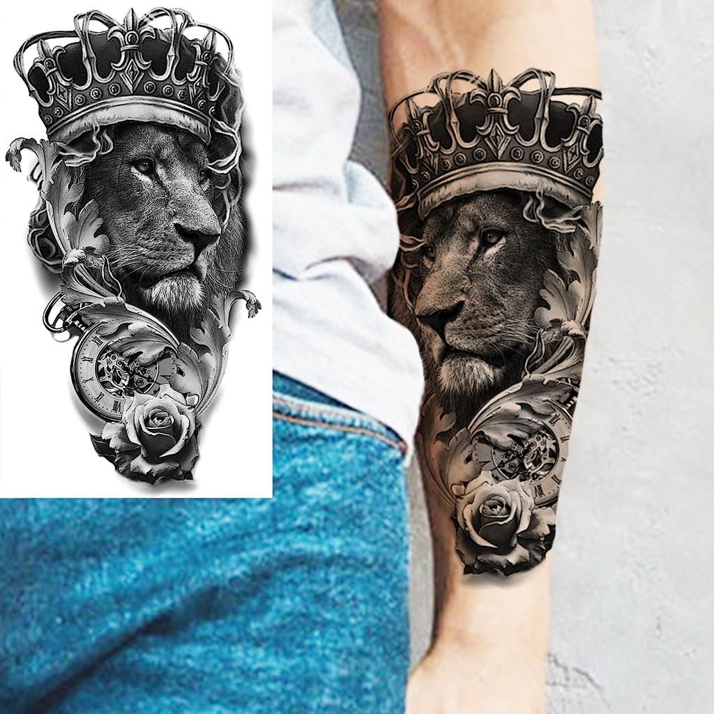 Scorpion Rose Flower Temporary Tattoos For Women Adults Realistic Vampire Wolf Scary Snake Crown Fake Tattoo Sticker Arm Tatoos