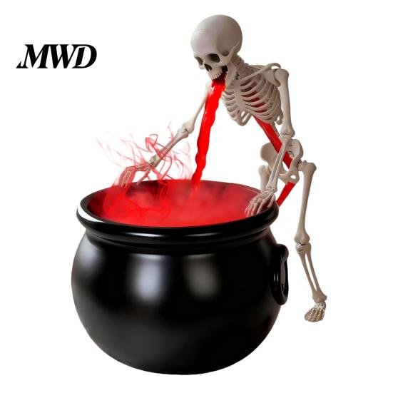Generador de Niebla Espeluznante para Casa Encantada Halloween Caldero de Bruja Máquina de Niebla, Ultrasónico con LED Brillante, Cubo de Dulces de Plástico Creativo Accesorios Decoración de Fiesta