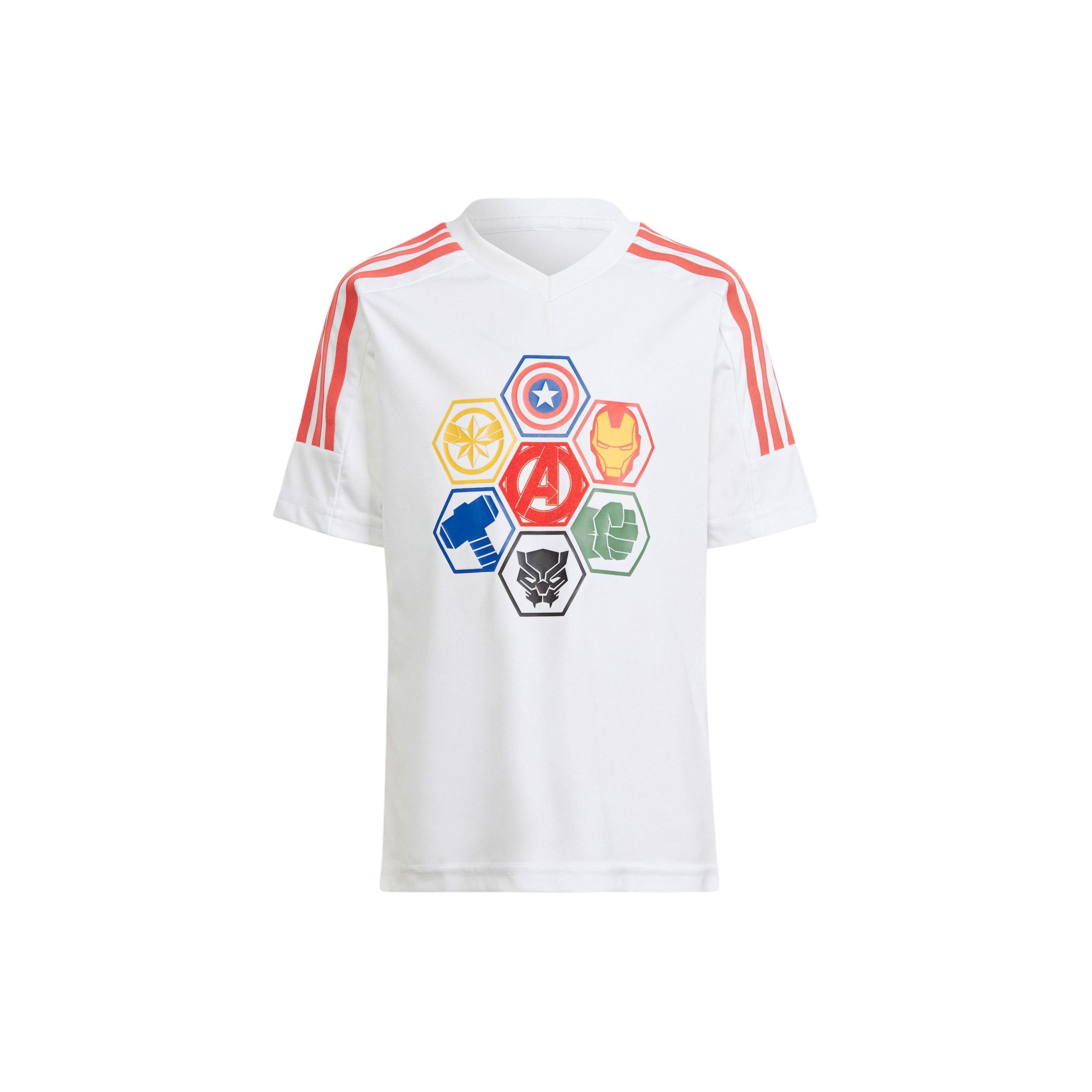 

Новая футболка Adidas x MANWEI LIANMINGKUAN MARVEL AVENGERS Футболка Детская Белая/Светло-красная IN7277 140