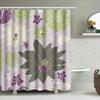 Modernes Blumiges Duschvorhang-Set Grünes Blatt-Lila-Blumenmuster Wasserdicht Badezimmer-Dekor Liner Für Heim-Badezimmer Imp