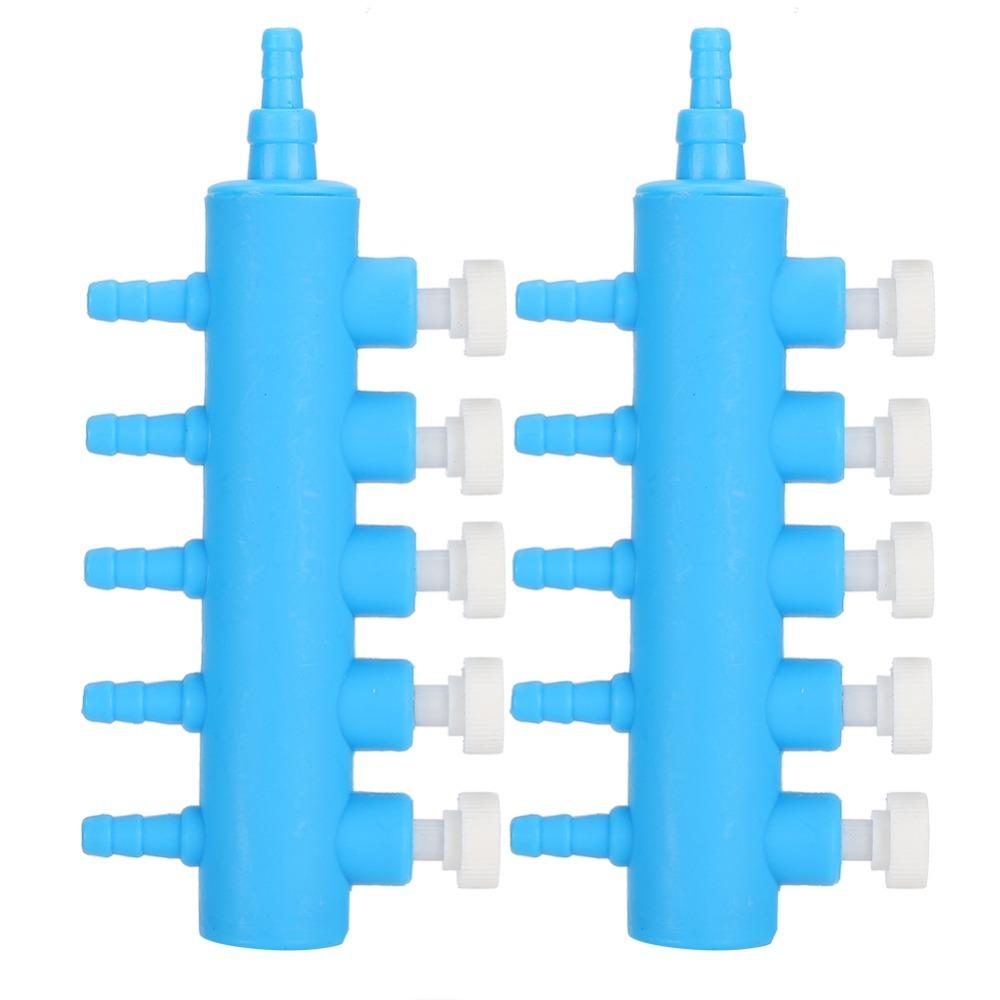 2PCS Set Plastic Fish Tank Air Splitter Air Flow Control Blue Air Pipe Distributor Accessory Oxygen Distributor
