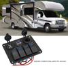 4 Gang Marine Boat Rocker Switch Panel, - 24V Waterproof RV USB Cigarette