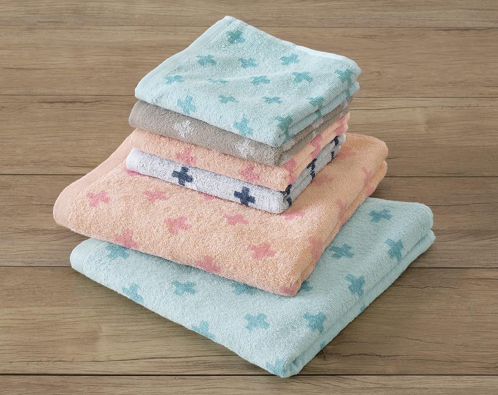 Kosugizen Bath Towel Cross Dot 2 Colors 1 Piece Each 60 x 120 cm Good Volume Daily Use 2 Piece Set ZGTF-6701-2