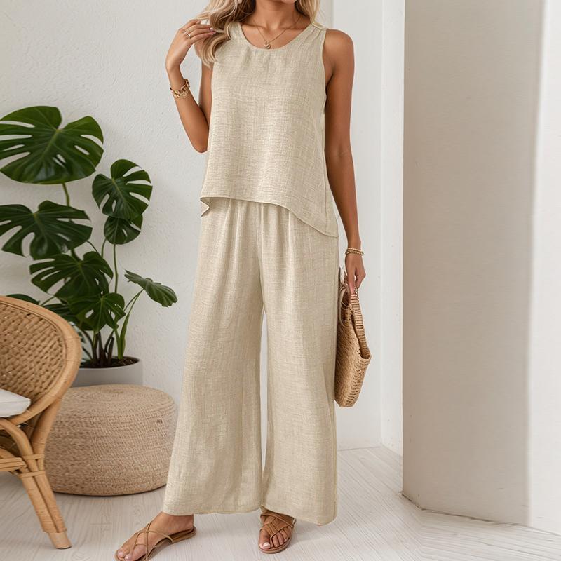 

ZANZEA Летние комплекты из двух предметов: топы-жилеты с вышивкой и брюки с открытой спиной 5XL абрикосовый