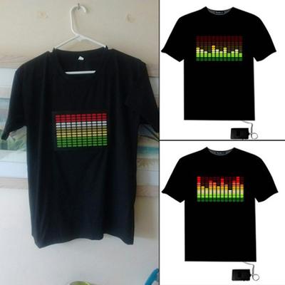 Sound Activated Light Up Flashing Rock Disco Equalizer Short Sleeve LED T-Shirt
