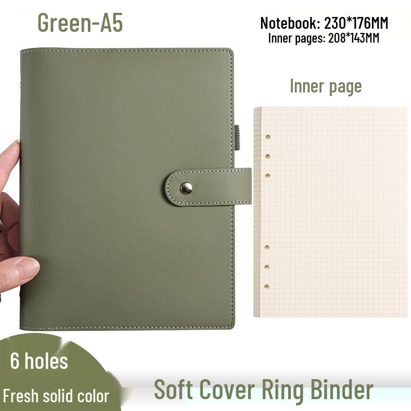 Minimalist A6 Soft Leather Ring Binder Planner Notebook