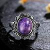 Natural CopperRings Charoite Bead Gemstone Rings for Women Wedding Bands Anniversary Party Gifts Fine Jewelry