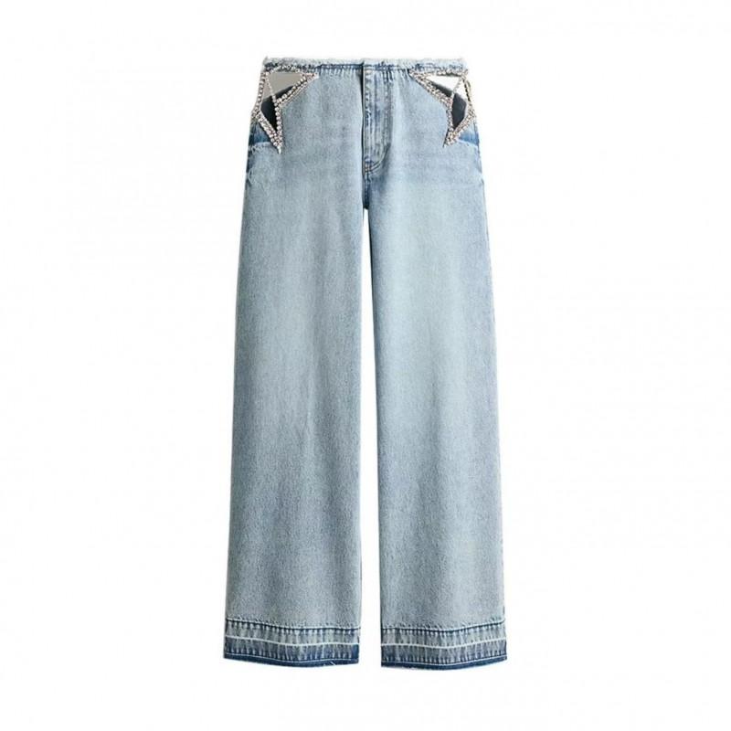 Womens High-Waisted Straight Leg Denim Jeans