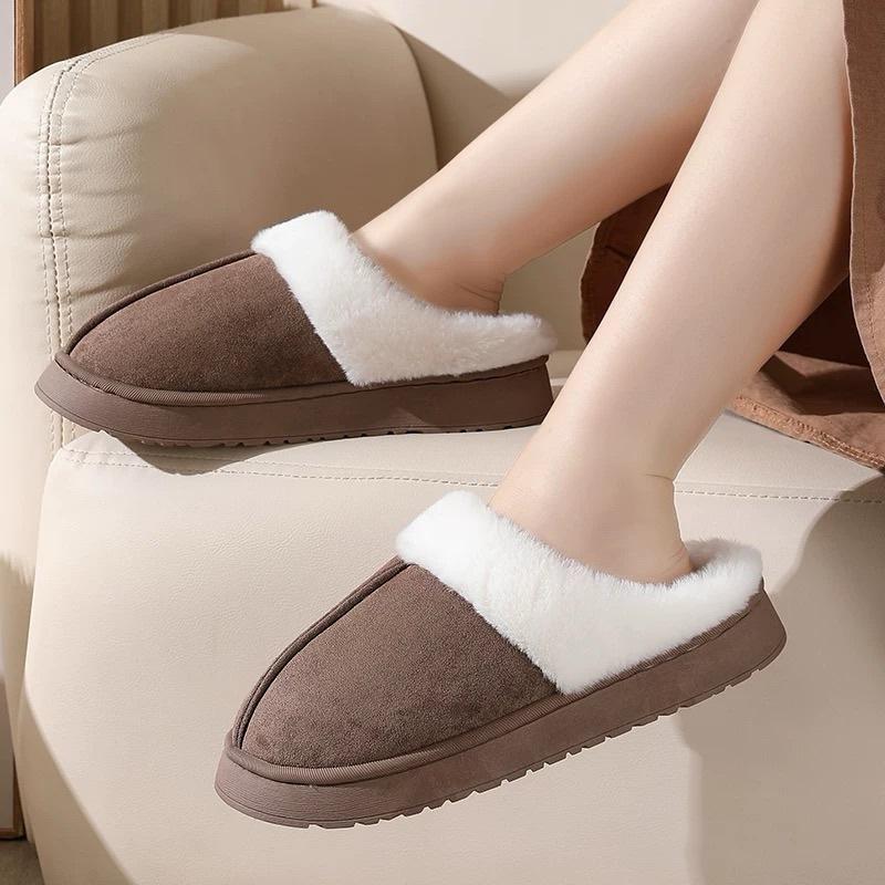 New Style of Warm Cotton Shoes for Outerwear, Indoor Frosted Thick-soled Versatile Woolen Slippers
