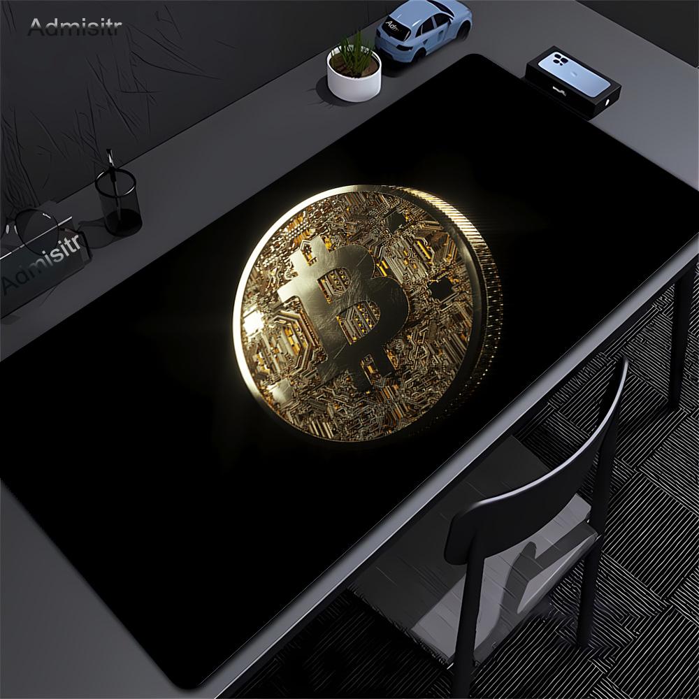 Large Gaming HD Mousepad Bitcoin Mouse Pad Anti-slip Rubber Mouse Mat Computer Gamer Desk Mat Stitched Edge Black Gamer Mousepad