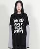 Deumakeu Oversized Real Street Text Long Sleeve T-Shirt Black