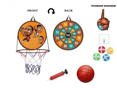 Children'S Foldable Basketball Rack Wall Mounted Two In One Non Punching Indoor Sports Sticky Ball Throwing