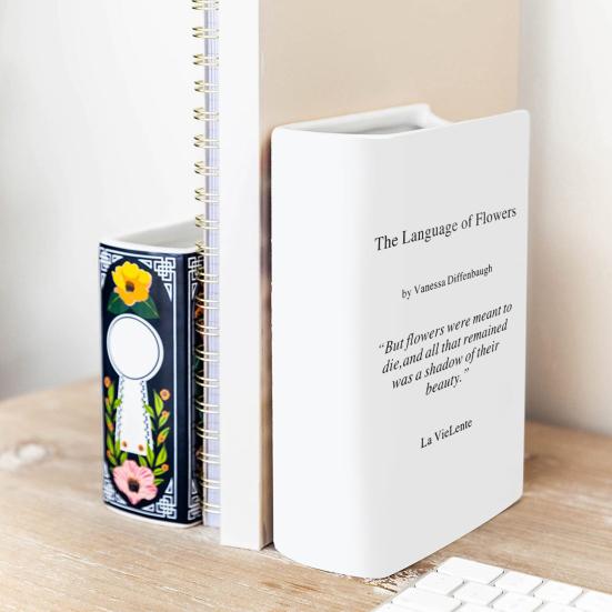 Book Vase The Language of Flowers Plants Vase Aesthetic Living Room Bedroom Home Office Decoration Book Lovers Gifts