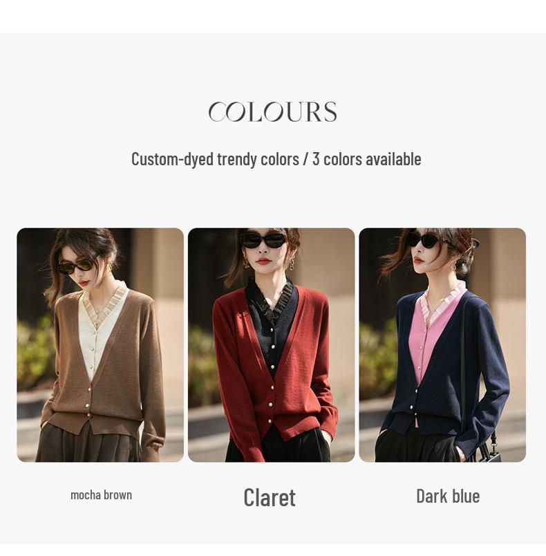 Women's V-Neck Loose Knit Cardigan Sweater - Plus Size Long Sleeve Top.