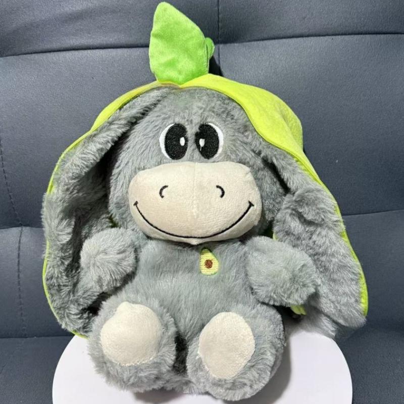 Hot Breathing Light-up Music Avocado Donkey Plush Doll Adorable Donkey Sleep Comfort Companion Stuffed Dolls Plaything Children's Gifts