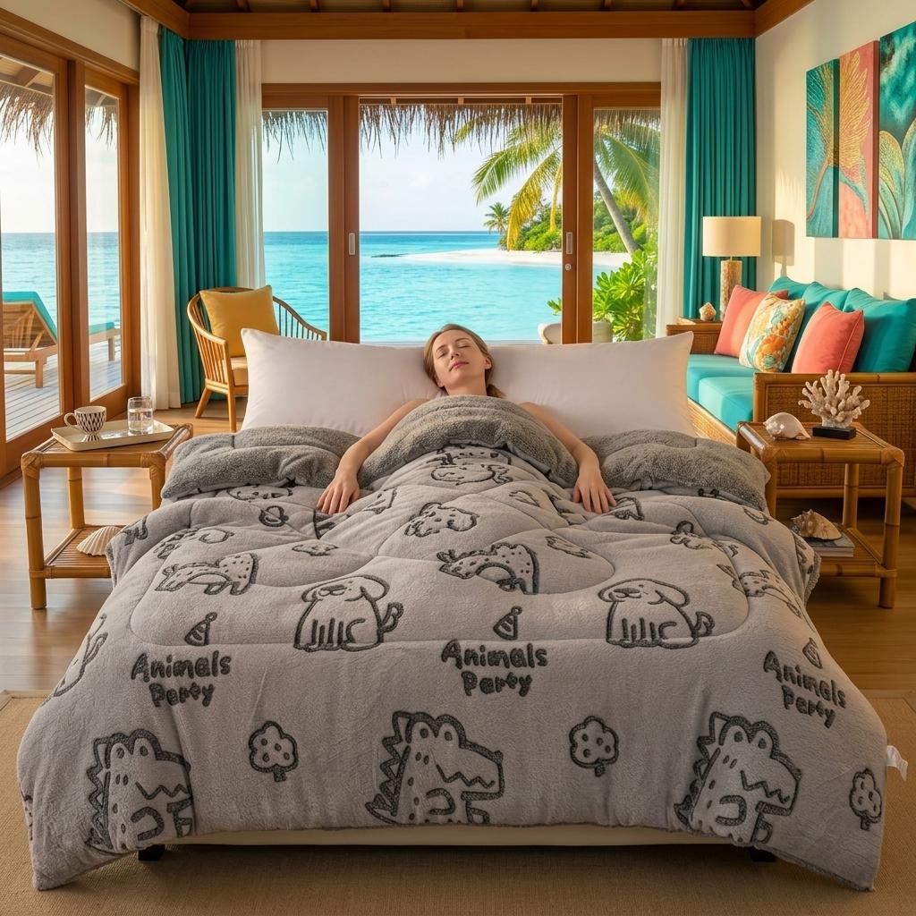 Multifunctional Thick Fleece Blanket Snowflake Lamb Fleece Cover Plush Warm For Home And El Bedrooms.