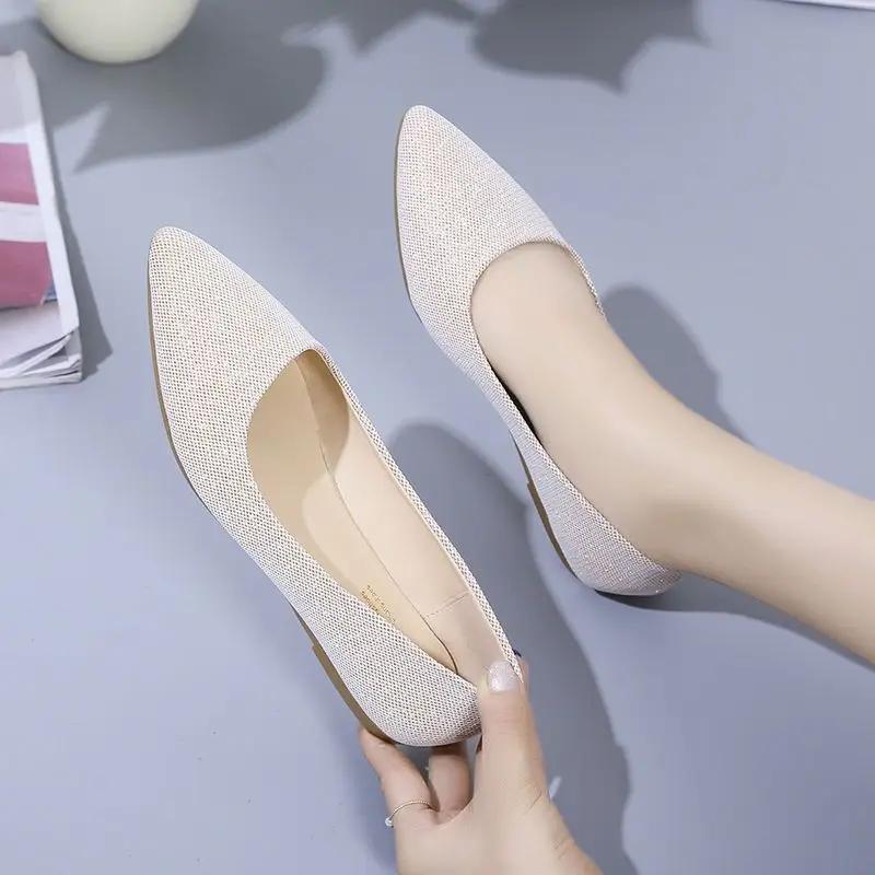Fashion Wedding Bride Shoe Slip-on Women's Flat Shoes Pointed Toe Elegant Dress Beau Today Chic Point Comfortable Young Ladies Footwear
