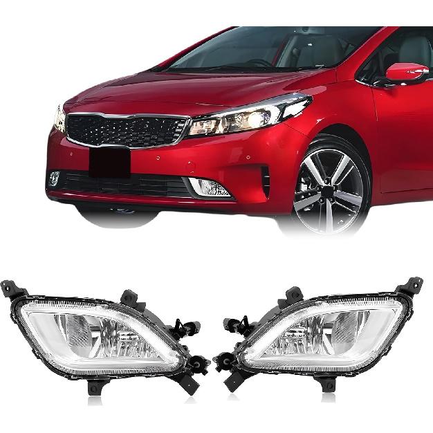 1 Pair Car Front Bumper Fog Lights Compatible With KIA Forte 2017 2018 OEM Style Replacement Fog Lamp Kit