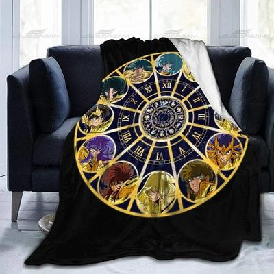 Golden Saint Seiya Blanket Golden Zodiac Flannel Air Conditioner Quilt Portable Travel Home Office Fashion Shawl