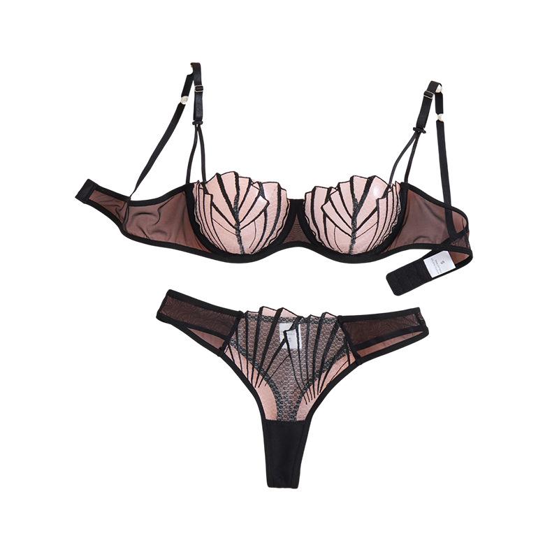 Z Cross-Border Ultra-Thin Lace Mesh Lingerie Set with Steel Ring