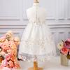 Mädchen Modisches Kleid 2025 Sommer Kinder Schleife Blume Bestickt Mesh Prinzessinnenkleid