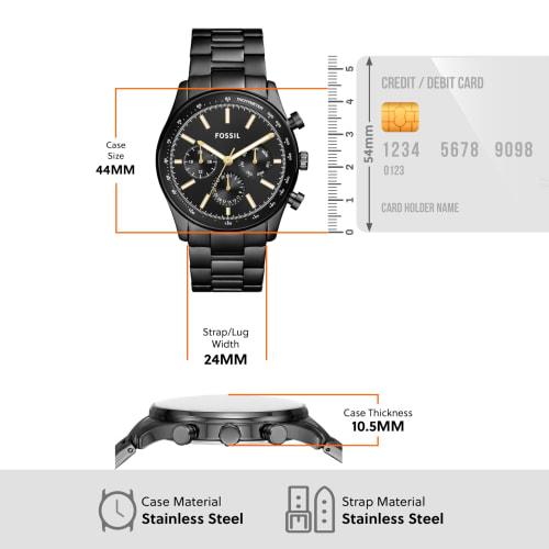 Fossil Men's SULLIVAN Multifunction Black Stainless Steel Watch, BQ2856