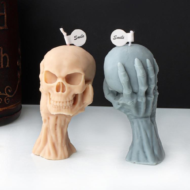 Halloween Skull Candle Silicone Mold Table Ornament Mould DIY Plasters Mold