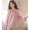 Spring and summer women's home suit with hollowed out embroidery long sleeved pants and home suit set