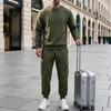 Men's Loose Fit Knit Long Sleeve Neck Sweatshirt and Sweatpants Set Casual Athletic Tracksuit for Fall and Winter