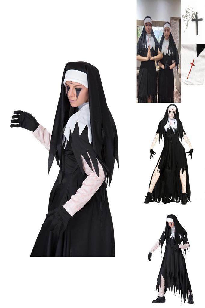 Scary Nun Costume For Women Halloween Cosplay Outfit For Scary Fun