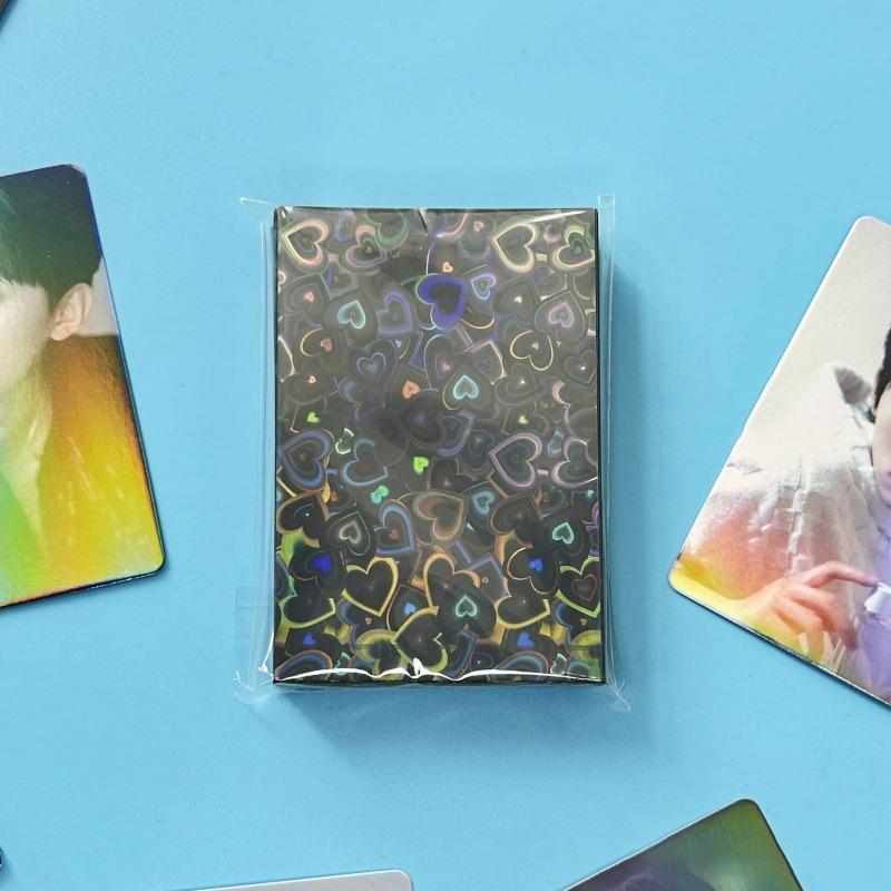 50 Piezas Fundas para Tarjetas Kpop Soporte para Tarjetas Corazón Brillante Soporte para Tarjetas Fotográficas Películas para Tarjetas Fotográficas Protector de Tarjetas Protector de Tarjetas Fotográficas
