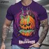 T-shirt for men, fun Halloween horror pumpkin 3D printed short sleeved top, casual round neck T-shirt for men, oversized men's short sleeved T-shirt