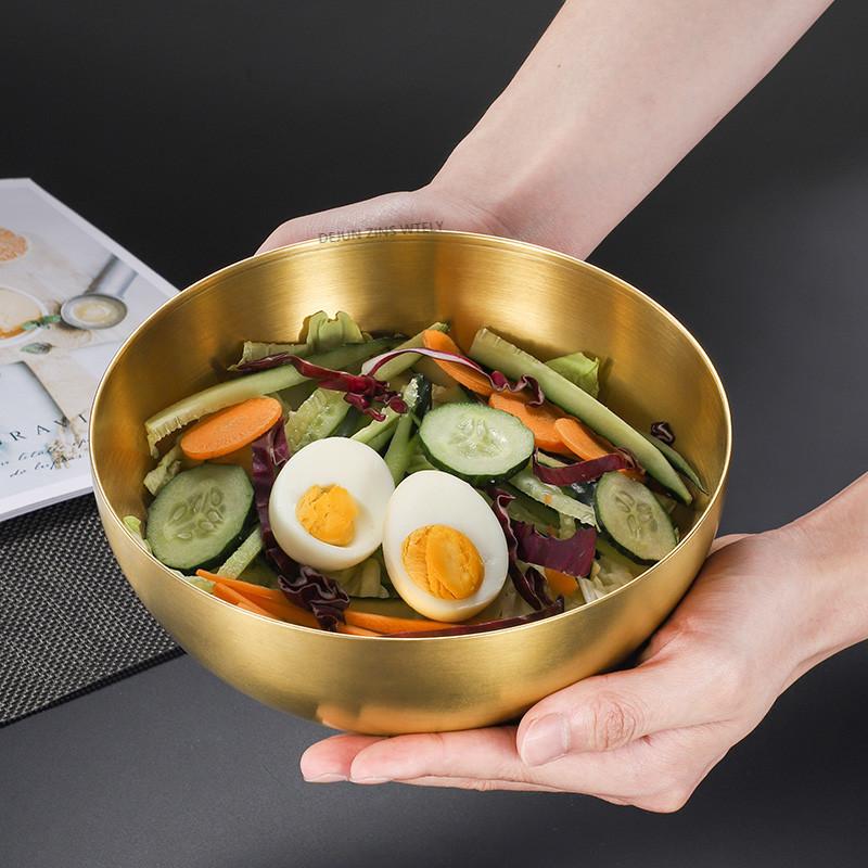 1PC High Quality Kitchen Cutlery Soup Bowl Household Mixed Rice Fruit Salad Bowl Korean 304 Stainless Steel Ramen Noodles Bowl