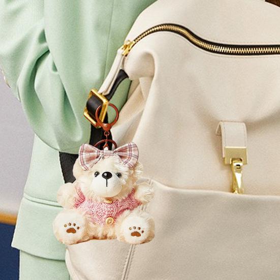 Niedlicher Plüschbär Schlüsselanhänger für Frauen Stofftier Taschenanhänger für Handtasche Rucksäcke Geldbörsen Gepäckanhänger Accessoire