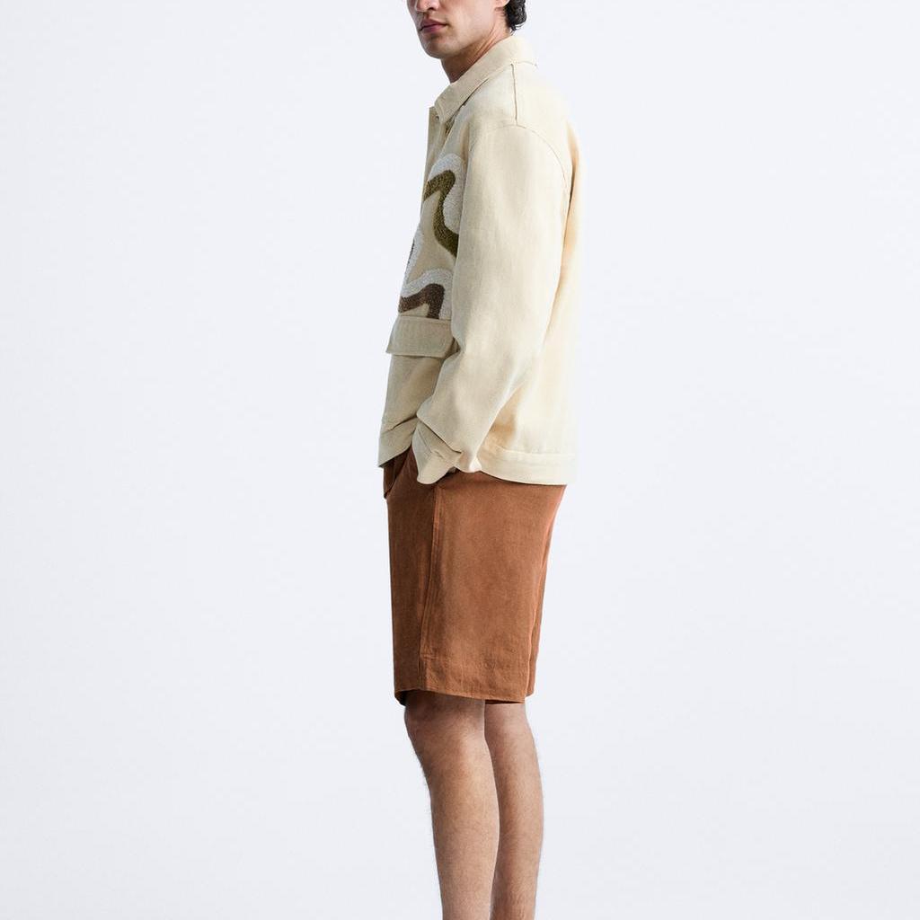 Zara Patchwork Outdoor Collar Long Sleeve Jacket Men Jackets White 0881310-250